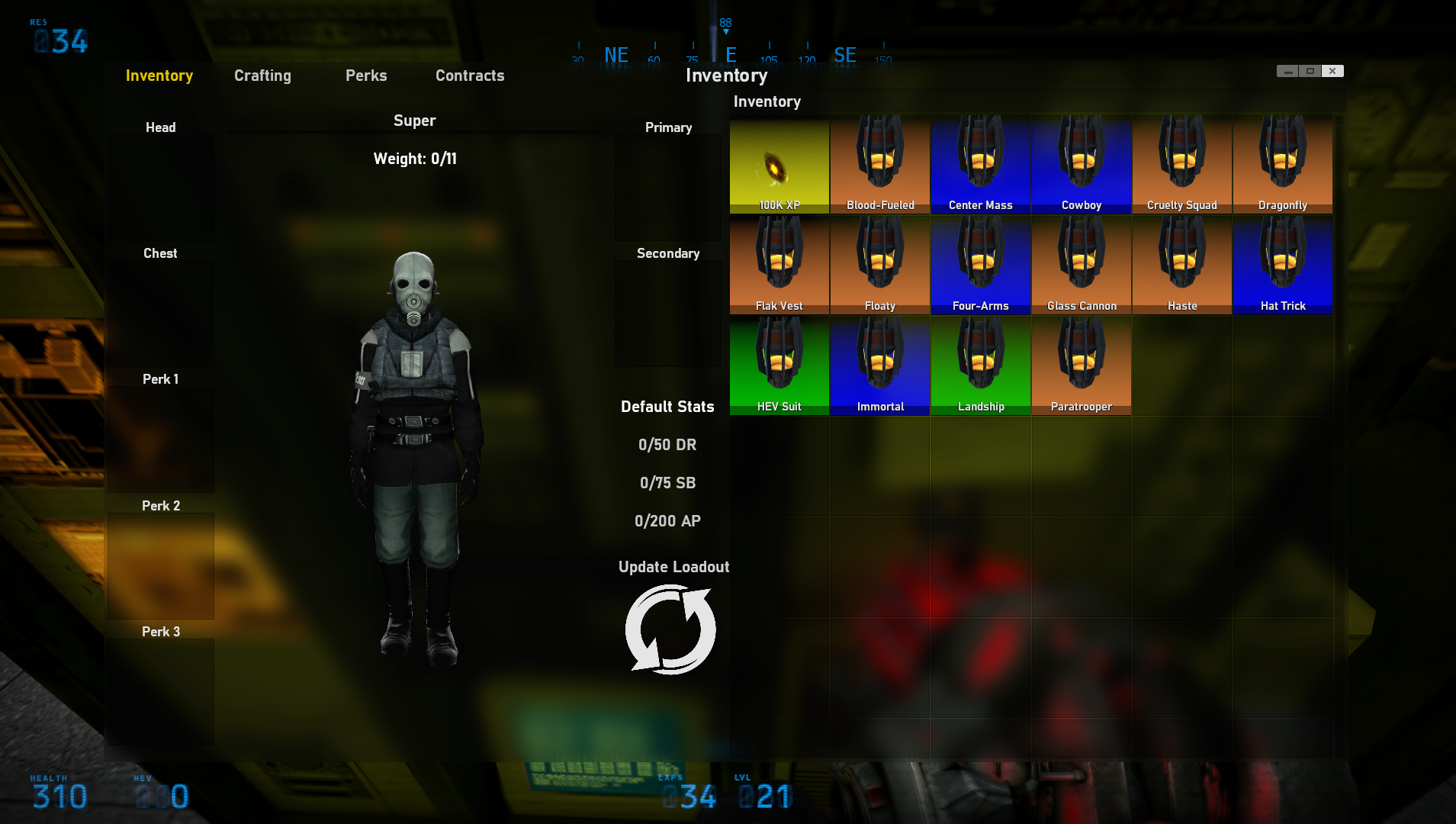 Example of the inventory menu.